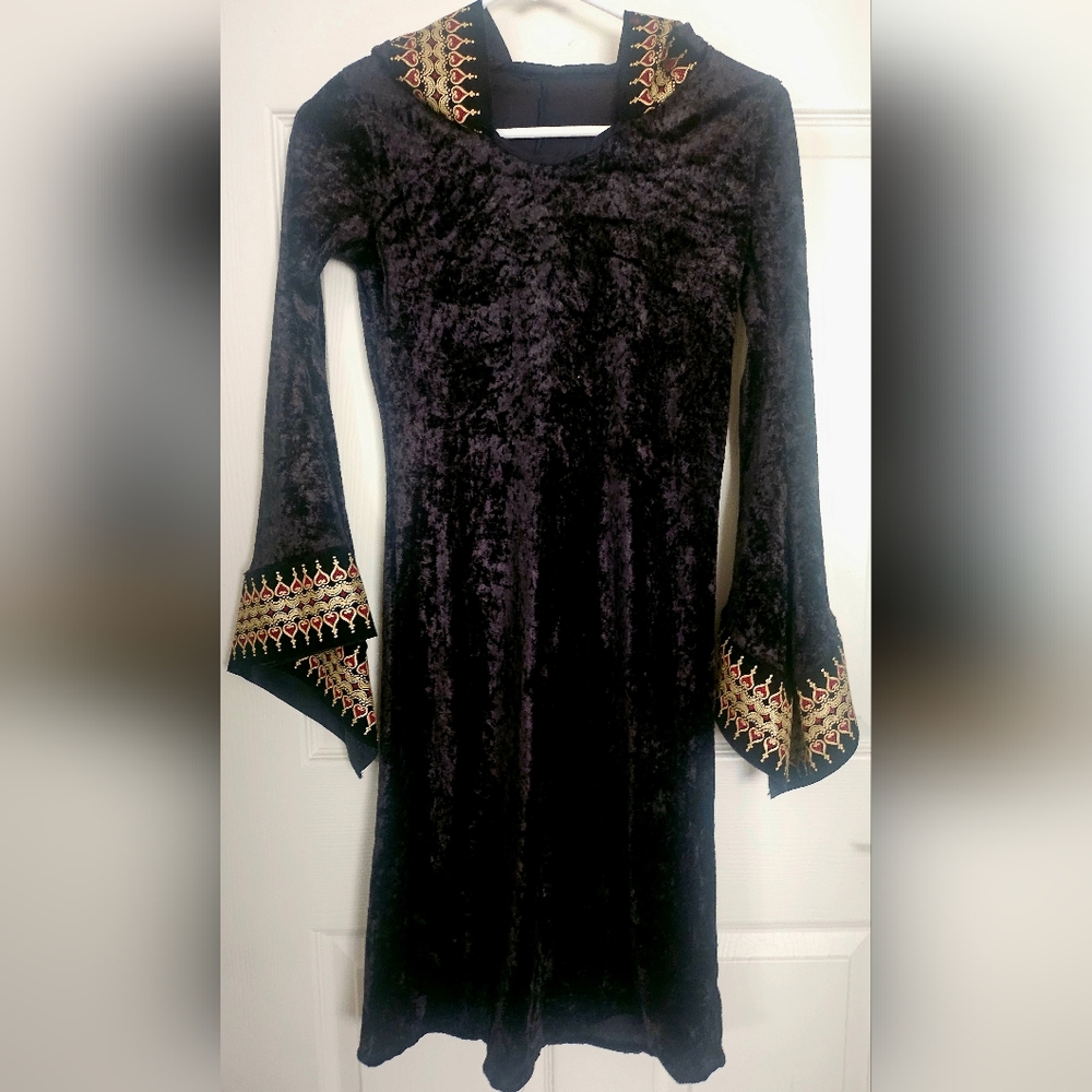 Gently used womens black velvet robe